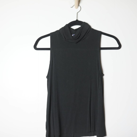 Anthropologie Tops - Anthropologie Postmark Black Ribbed Knit Sleeveless Mock Neck Top